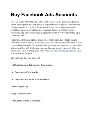Buy Facebook Ads Accounts