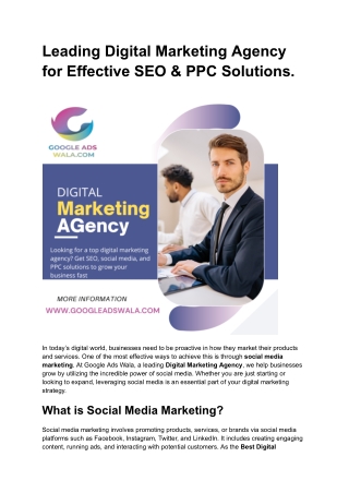 Leading Digital Marketing Agency for Effective SEO & PPC Solutions