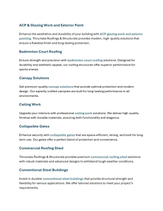 Thirumala Roofings & Structurals Services 1