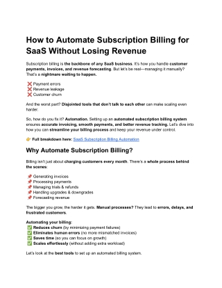 How to Automate Subscription Billing for SaaS Without Losing Revenue