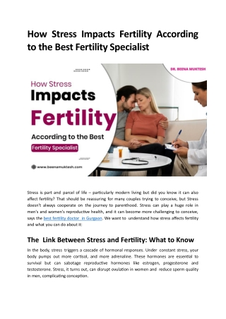 How Stress Impacts Fertility According to the Best Fertility Specialist
