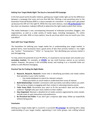 Getting Your Target Media Right The Key to a Successful PR Campaign