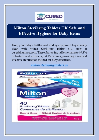 Milton Sterilising Tablets UK Safe and Effective Hygiene for Baby Items