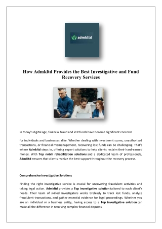 Crypto Asset Recovery | Admkltd