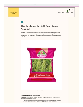 How to Choose the Right Paddy Seeds Varieties?