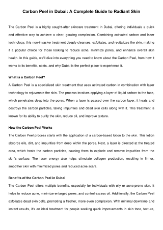 Carbon Peel in Dubai