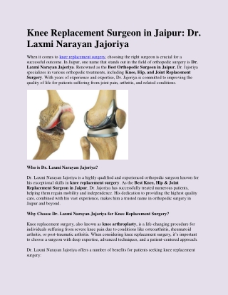 Knee Replacement Surgeon in Jaipur
