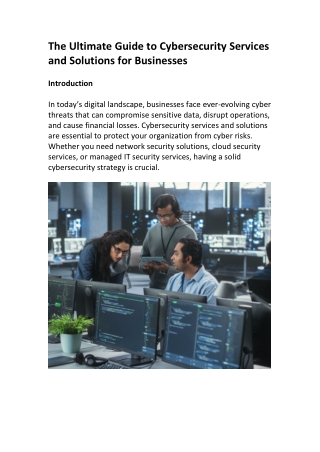 The Ultimate Guide to Cybersecurity Services and Solutions for Businesses