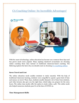 CA Coaching Online: Its Incredible Advantages!