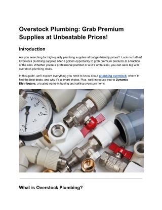 Overstock Plumbing_ Grab Premium Supplies at Unbeatable Prices