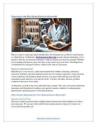 Experience the Best HydraFacial in Riverside