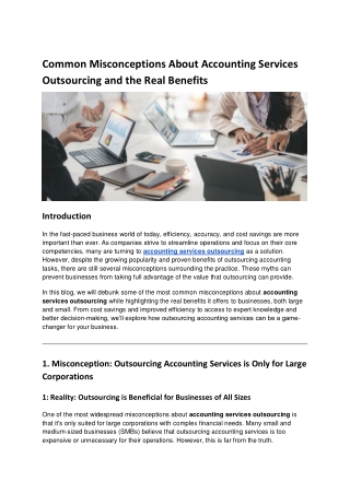 Common Misconceptions About Accounting Services Outsourcing and the Real Benefits