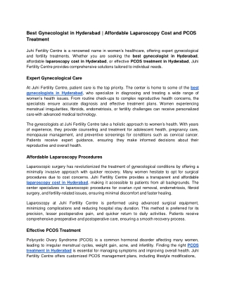 Best Gynecologist in Hyderabad_ Affordable Laparoscopy Cost and PCOS Treatment