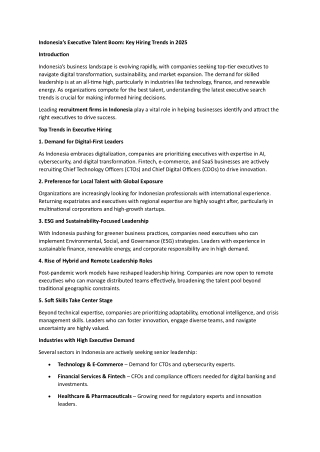 Indonesia’s Executive Talent Boom Key Hiring Trends in 2025