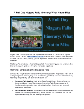 A Full Day Niagara Falls Itinerary: What Not to Miss