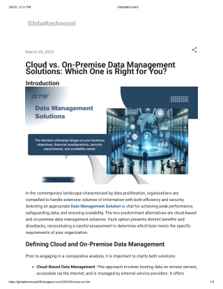Cloud vs. On-Premise Data Management Solutions Which One is Right for You