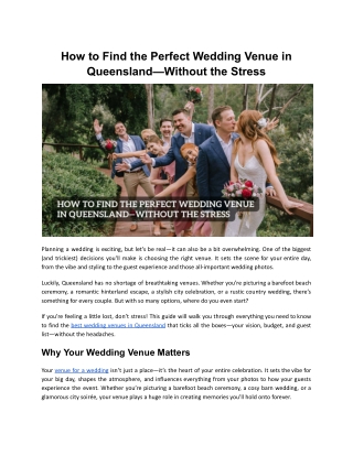 How to Find the Perfect Wedding Venue in Queensland