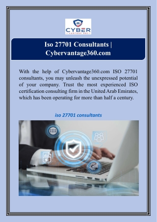 Iso 27701 Consultants | Cybervantage360.com