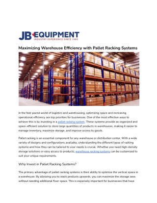 The Benefits of Warehouse Racking Systems