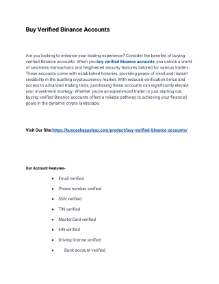 23.1 Tips For Buy Verified Binance Account Success