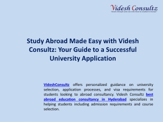 Study Abroad Made Easy with Videsh Consultz: Your Guide to a Successful Universi