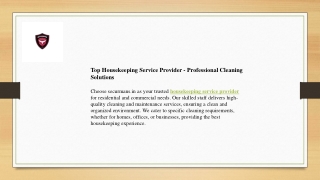 Top Housekeeping Service Provider - Professional Cleaning Solutions