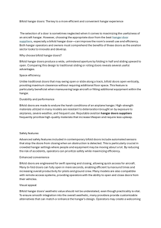 Bifold hangar doors- The key to a more efficient & convenient hangar experience