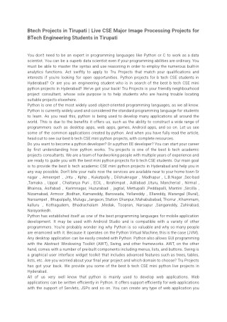 Btech Projects in Tirupati  Live CSE Major Image Processing Projects for BTech Engineering Students in Tirupati