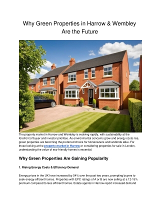 Why Green Properties in Harrow & Wembley Are the Future