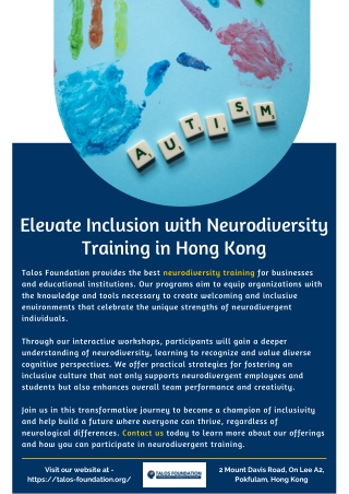 Elevate Inclusion with Neurodiversity Training in Hong Kong