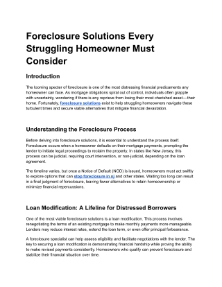 Foreclosure Solutions Every Struggling Homeowner Must Consider