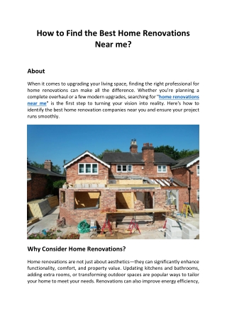 How to Find the Best Home Renovations Near me