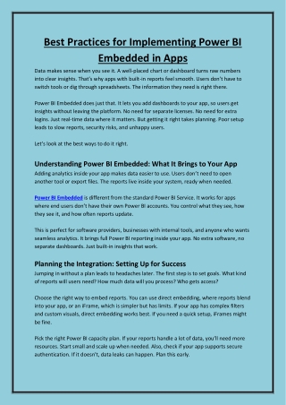 Power BI Embedded: Seamless Data Integration for Applications