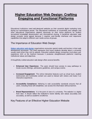 Higher Education Web Design: Crafting Engaging and Functional Platforms