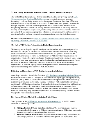 API Testing Automation Solutions Market USA