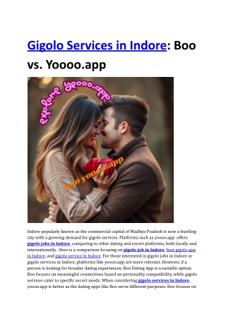 Gigolo Services in Indore: Boo vs. Yoooo.app