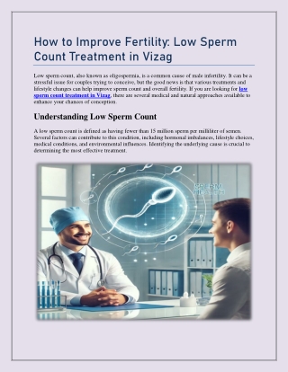 How to Improve Fertility: Low Sperm Count Treatment in Vizag