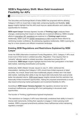SEBIs Regulatory Shift More Debt Investment Flexibility for AIFs