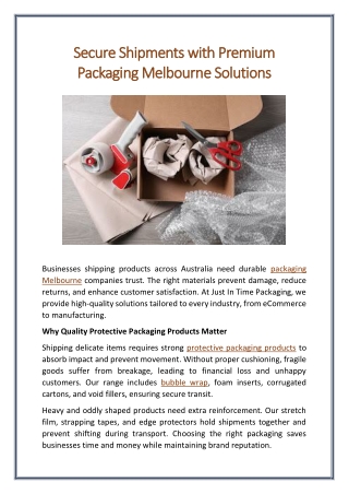 Secure Shipments with Premium Packaging Melbourne Solutions