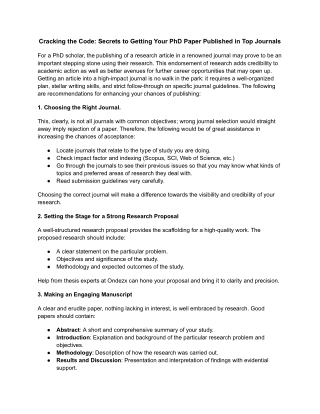 Cracking the Code: Secrets to Getting Your PhD Paper Published in Top Journals