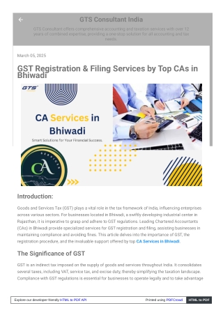 GST Registration & Filing Services by Top CAs in Bhiwadi