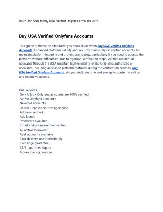 0.025 Top Sites to Buy USA Verified Onlyfans Accounts 2025