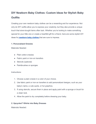 DIY Newborn Baby Clothes_ Custom Ideas for Stylish Baby Outfits