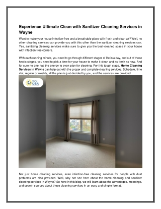 Wayne’s Leading Sanitizer Cleaning Company - 100% Satisfaction