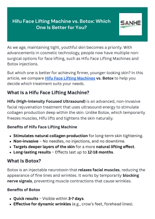 Hifu Face Lifting Machine vs. Botox Which One Is Better for You