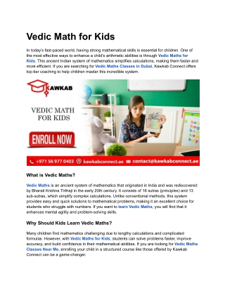 Vedic Math for Kids