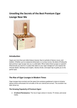 Unveiling the Secrets of the Best Premium Cigar Lounge Near Me