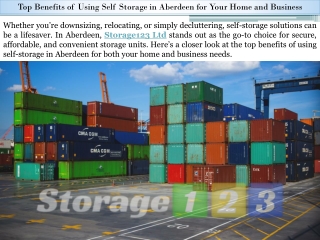 Top Benefits of Using Self Storage in Aberdeen for Your Home and Business