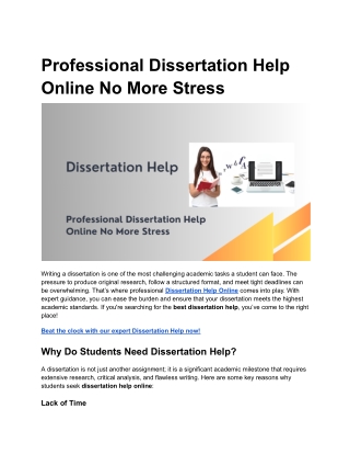 Professional Dissertation Help Online No More Stress