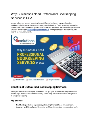 Why Businesses Need Professional Bookkeeping Services in USA